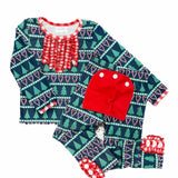 Trees and Candy Canes Ruffle Buttflap Pajamas
