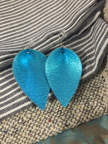 Metallic Turquoise Petal Earrings